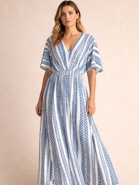 BloomChic Blue and White Maxi Dress
